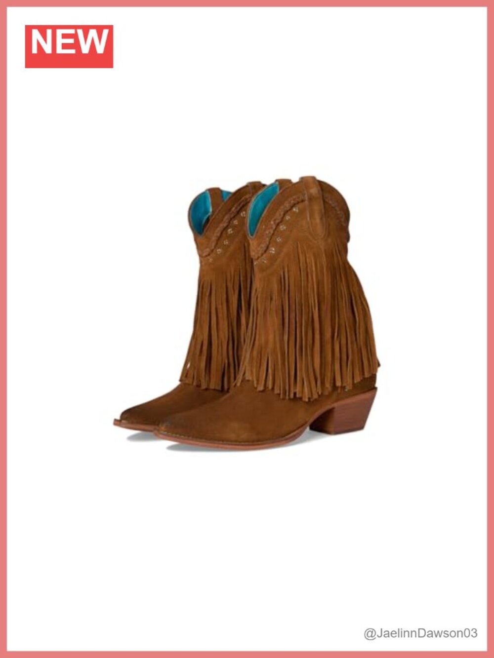 Fringe Mid-Calf Leather Boots with Block Heel